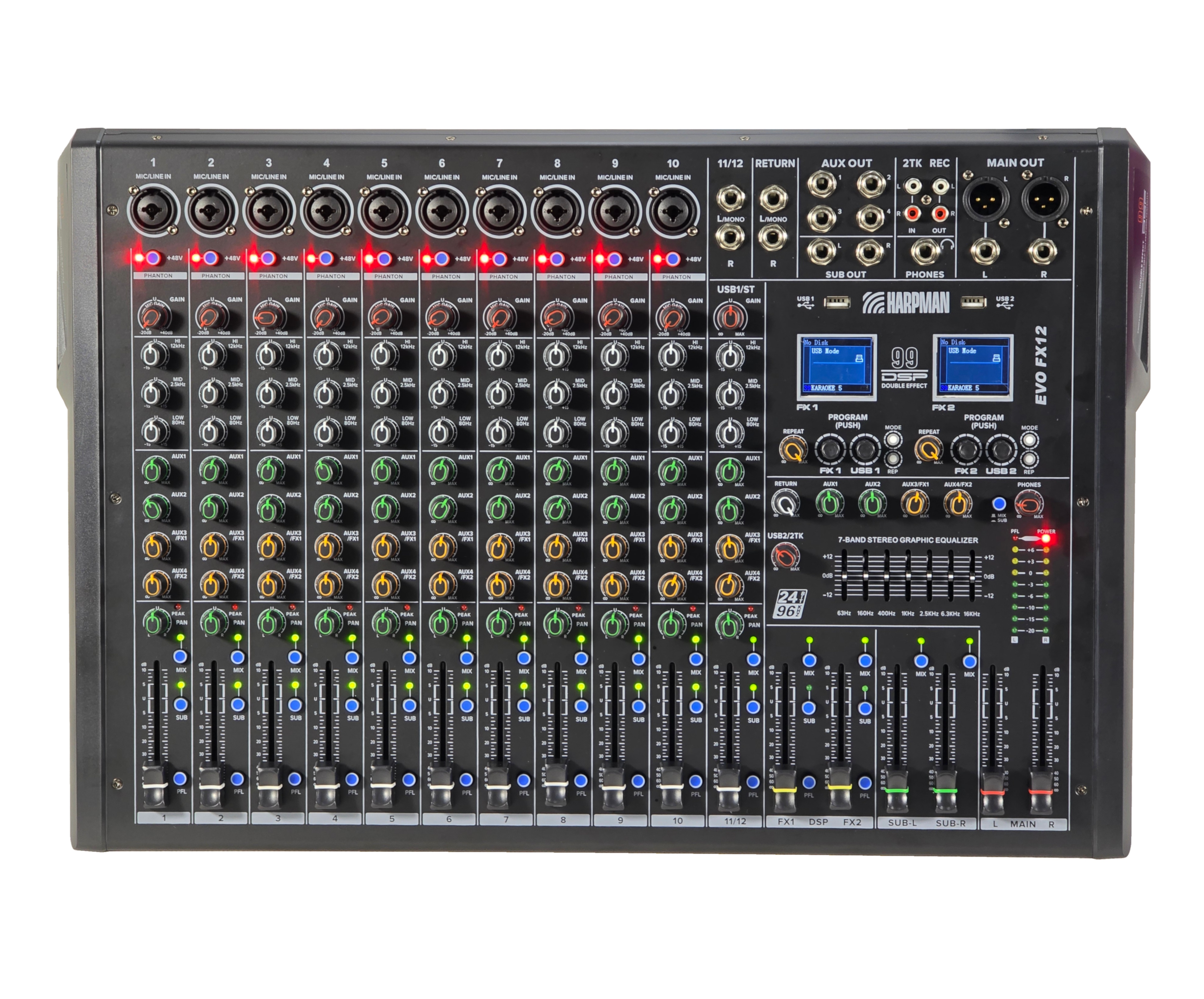 EVO-FX12 – 12-Channel Mixer with Dual Effects Processor