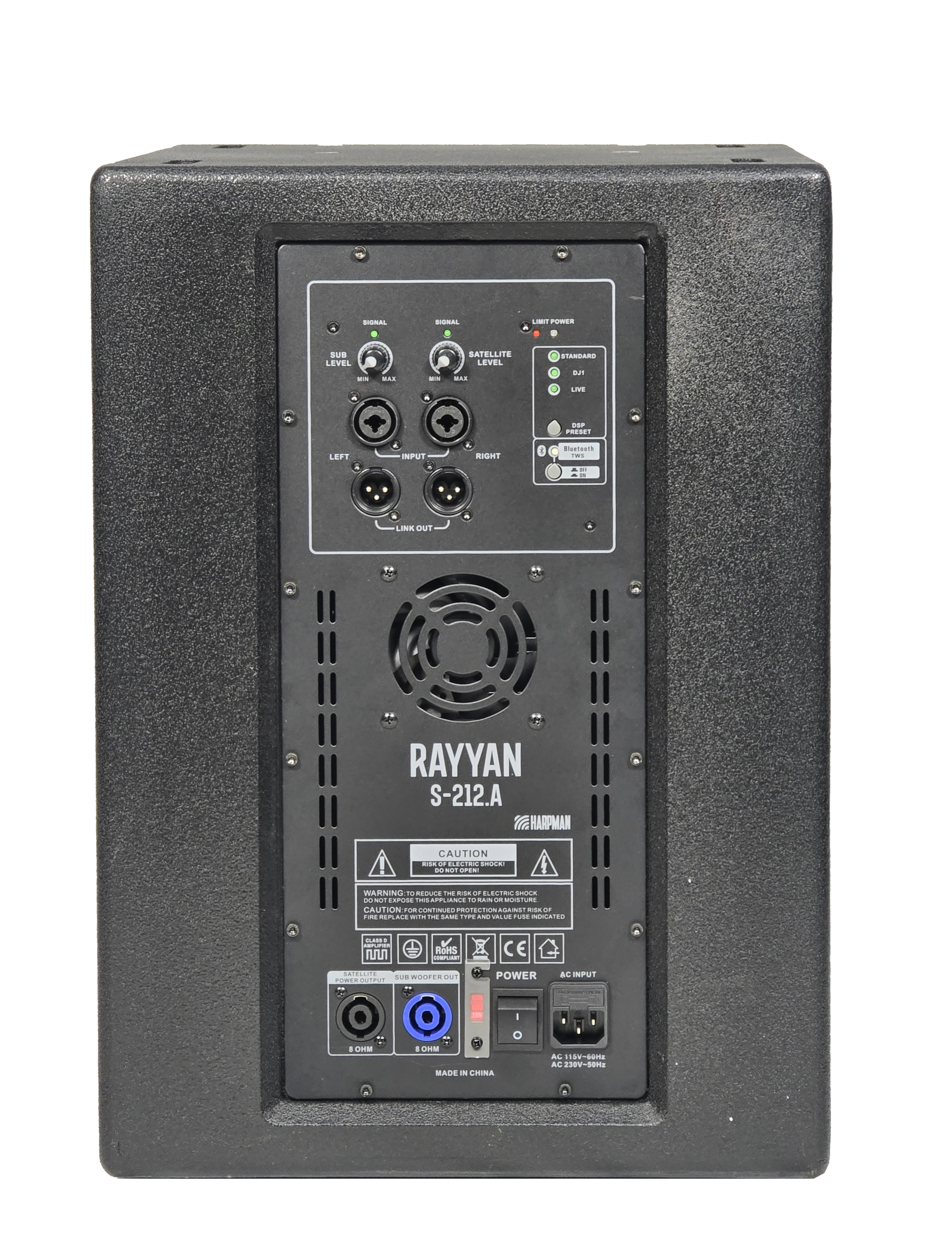 Photo is a panel photo of Harpman Compact Active Array System RAYYAN4+2 to show how an active speaker look like
